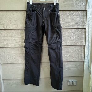 Kuhl Hiking Pants Zip Off Legs Women Size 4 Charcoal 28x32 Blue Stitching Nylon